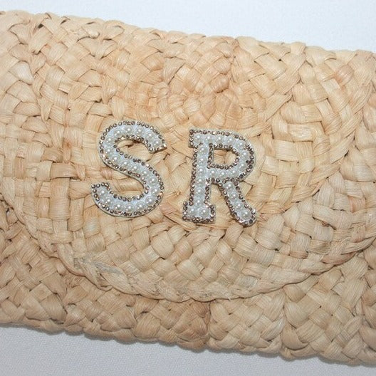 Personalised Woven Straw Clutch