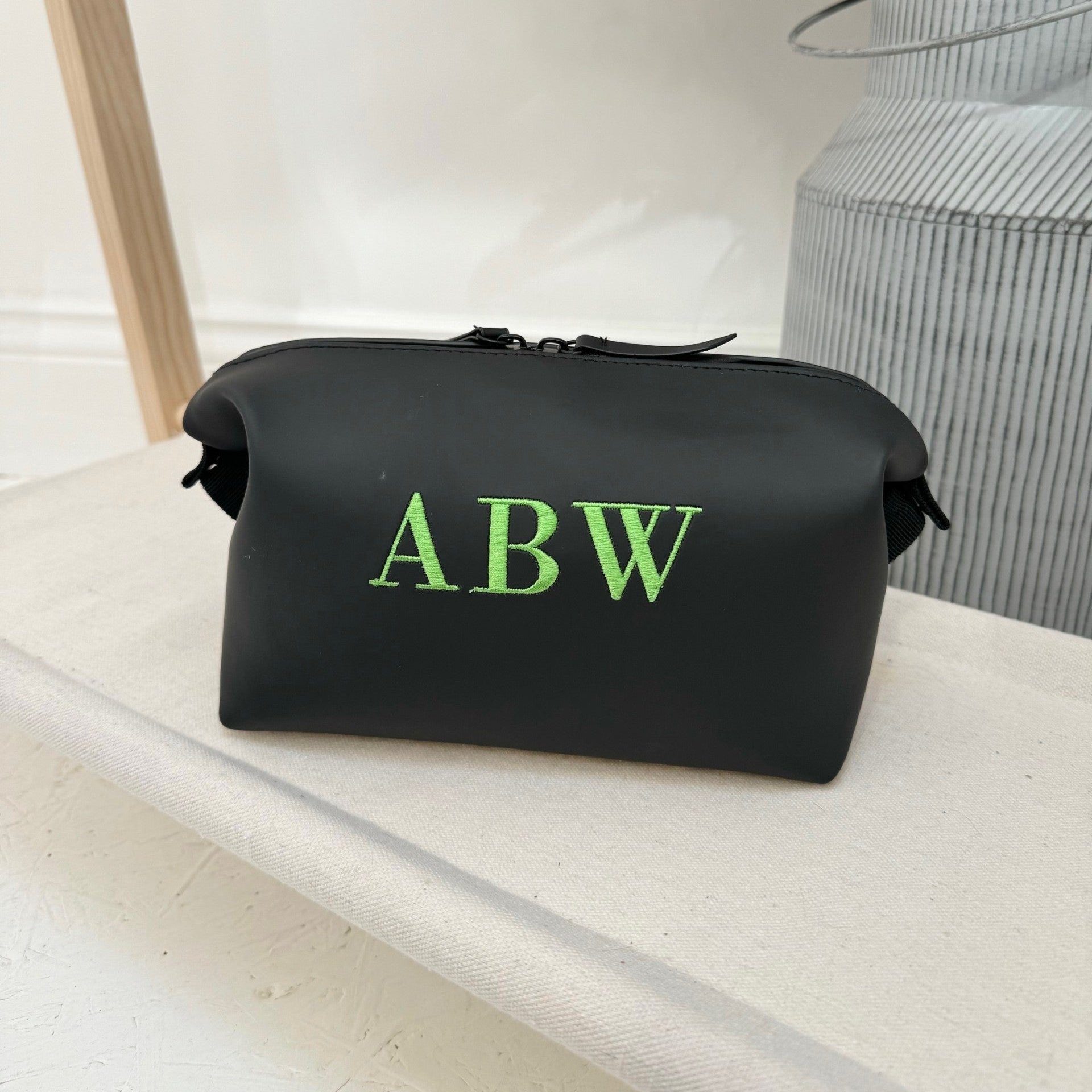 Personalised Black Matte Wash Bag