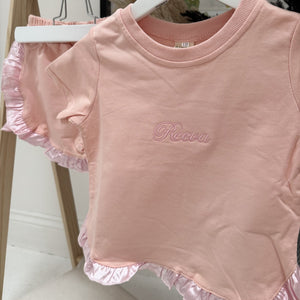 Personalised Girls Satin Trim Short Set