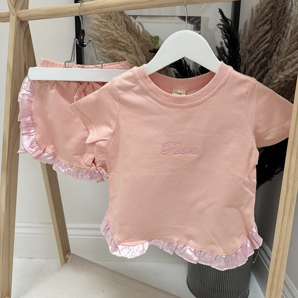 Personalised Girls Satin Trim Short Set
