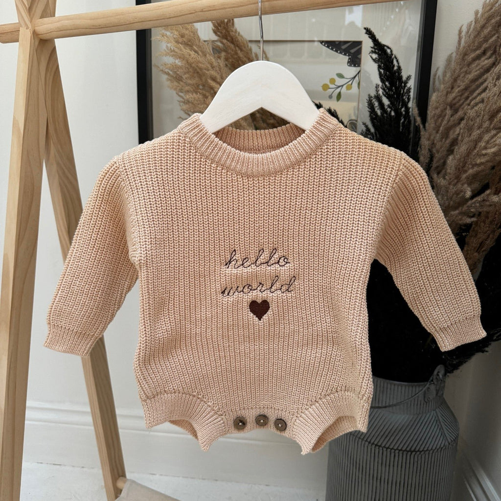 Hello World Baby Sweater Romper