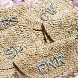 Personalised Woven Straw Clutch