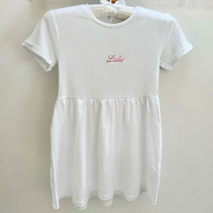 Personalised White Girls Embroidered Sun Dress