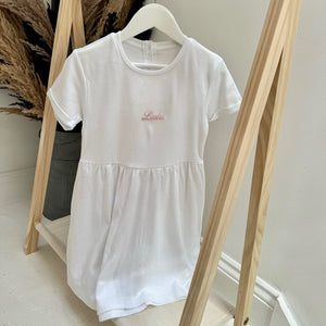 Personalised White Girls Embroidered Sun Dress