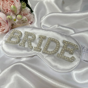 Satin bridal eye mask for wedding day