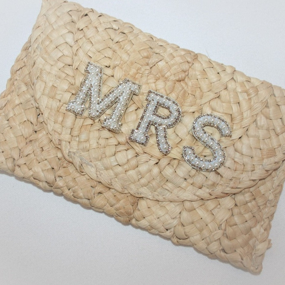 Personalised Woven Straw Clutch